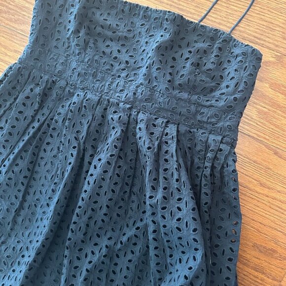 GAP Eyelet Cotton Spaghetti Strap Square Neck Above Knee Dress Size 10 Lined - Picture 11 of 14